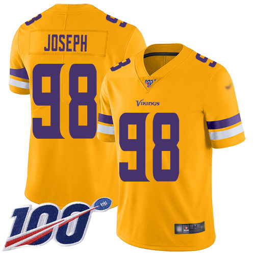 Minnesota Vikings #98 Linval Joseph Gold Men's Stitched Limited Inverted Legend 100th Season Jersey Men's