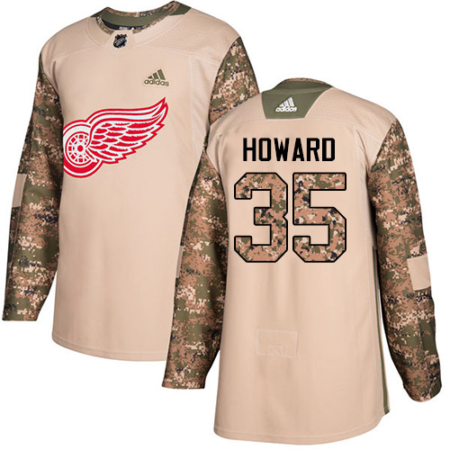 Adidas Detroit Red Wings #35 Jimmy Howard Camo Authentic 2017 Veterans Day Stitched Jersey Men's