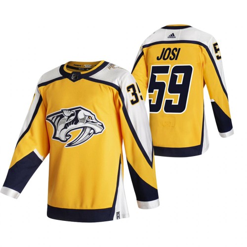 Nashville Nashville Predators #59 Roman Josi Yellow Men's Adidas 2020-21 Reverse Retro Alternate Jersey Men's