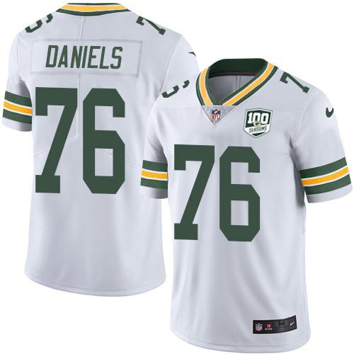 Green Bay Packers #76 Mike Daniels White Men's 100th Season Stitched Vapor Untouchable Limited Jersey Men's