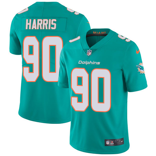 Miami Dolphins #90 Charles Harris Aqua Green Team Color Men's Stitched Vapor Untouchable Limited Jersey Men's