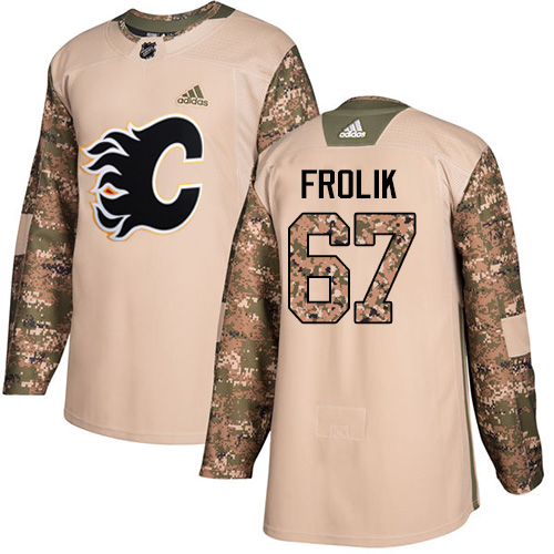 Adidas Calgary Flames #67 Michael Frolik Camo Authentic 2017 Veterans Day Stitched Jersey Men's