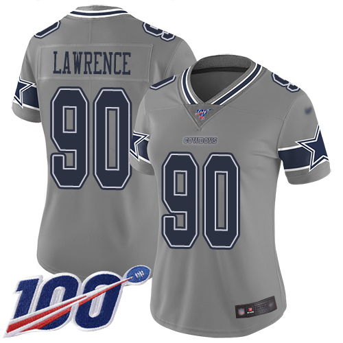 Cowboys #90 Demarcus Lawrence Gray Women's Stitched Limited Inverted Legend 100th Season Jersey