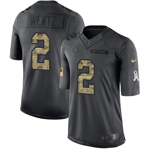 Indianapolis Indianapolis Colts #2 Carson Wentz Black Youth Stitched Limited 2016 Salute to Service Jersey Youth