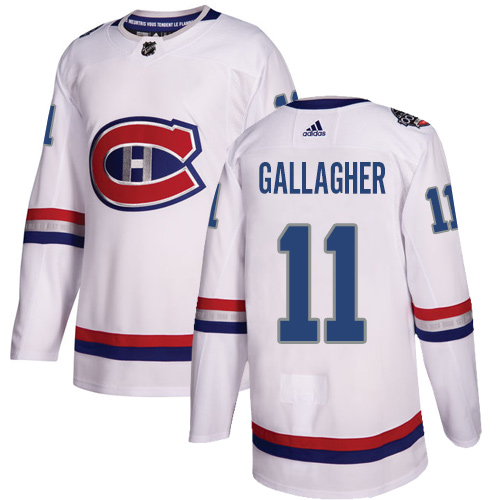 Adidas Montreal Canadiens #11 Brendan Gallagher White Authentic 2017 100 Classic Stitched Youth Jersey Youth