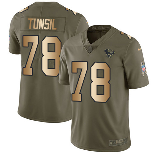 Houston Texans #78 Laremy Tunsil Olive/Gold Men's Stitched Limited 2017 Salute To Service Jersey Men's