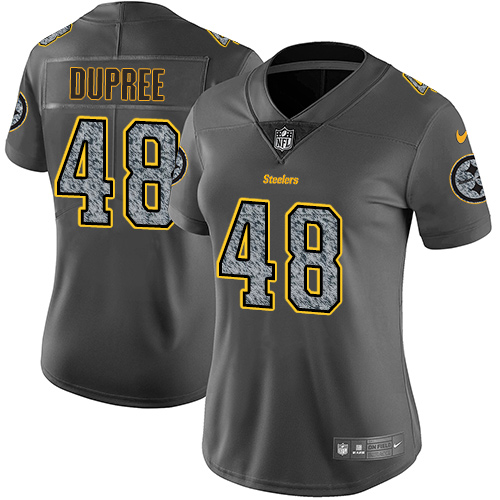 Pittsburgh Steelers #48 Bud Dupree Gray Static Women's Stitched Vapor Untouchable Limited Jersey Womens