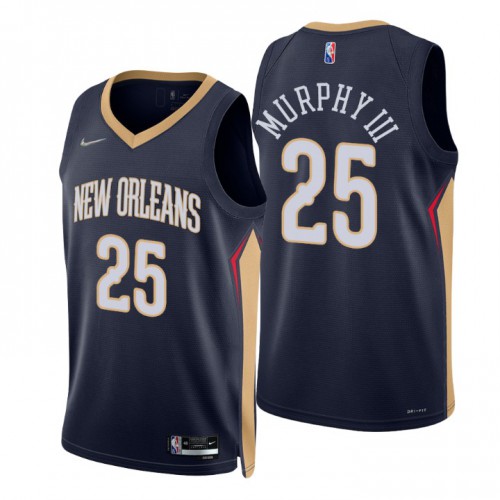 New Orleans Pelicans #25 Trey Murphy III Navy Mens 2021-22 75th Anniversary Diamond Swingman Jersey - Icon Edition Mens