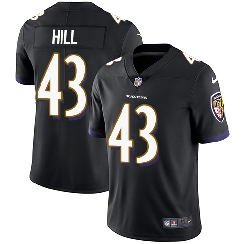 Baltimore Ravens #43 Justice Hill Black Alternate Men's Stitched Vapor Untouchable Limited Jersey Men's