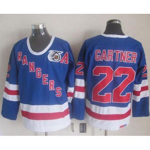 New York Rangers #22 Mike Gartner Blue CCM 75TH Stitched Jersey Men's