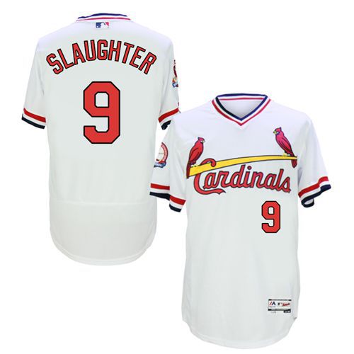 St.Louis Cardinals #9 Enos Slaughter White Flexbase Authentic Collection Cooperstown Stitched Jersey Men's