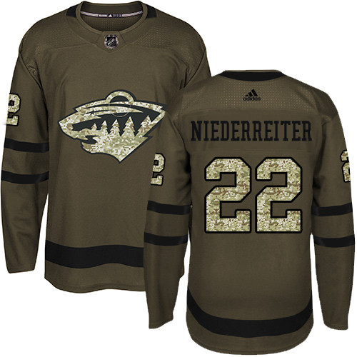 Adidas Minnesota Wild #22 Nino Niederreiter Green Salute to Service Stitched Jersey Men's