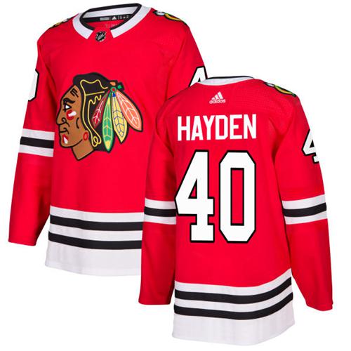Adidas Chicago Blackhawks #40 John Hayden Red Home Authentic Stitched Jersey Men's