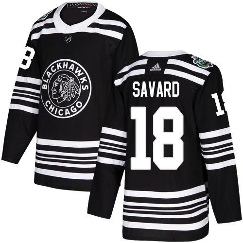 Adidas Chicago Blackhawks #18 Denis Savard Black Authentic 2019 Winter Classic Stitched Jersey Men's