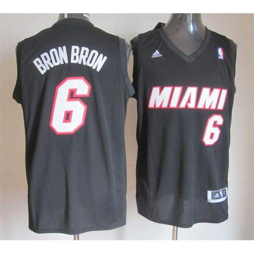 Miami Heat #6 LeBron James Stitched Black Bron Bron Fashion Jersey Mens