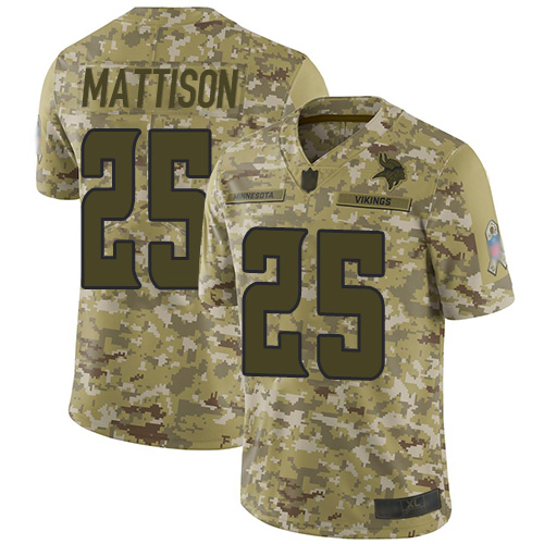 Minnesota Vikings #25 Alexander Mattison Camo Men's Stitched Limited 2018 Salute To Service Jersey Men's