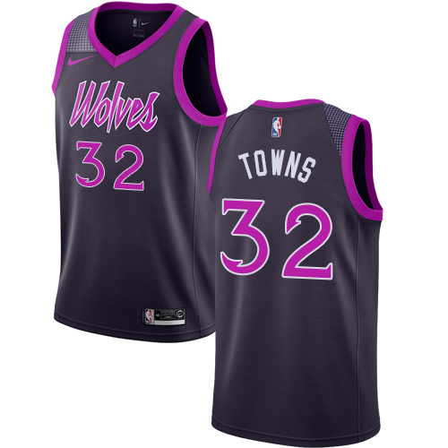 Minnesota Timberwolves #32 Karl-Anthony Towns Purple Swingman City Edition 2018/19 Jersey Mens