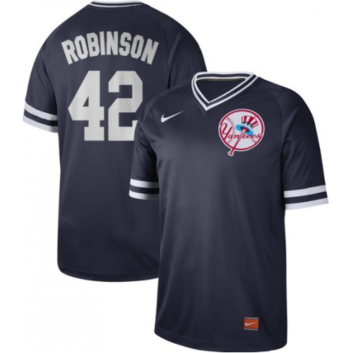 New York Yankees #42 Jackie Robinson Navy Authentic Cooperstown Collection Stitched Jersey Men's