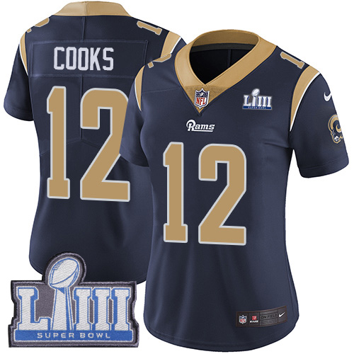 Los Angeles Rams #12 Brandin Cooks Navy Blue Team Color Super Bowl LIII Bound Women's Stitched Vapor Untouchable Limited Jersey Womens