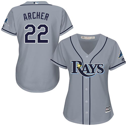 Tampa Bay Rays #22 Chris Archer Grey Road Women's Stitched Jersey Womens