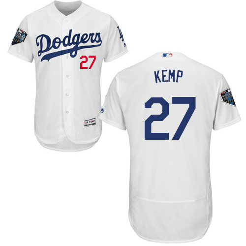 Los Angeles Dodgers #27 Matt Kemp White Flexbase Authentic Collection 2018 World Series Stitched Jersey Men's