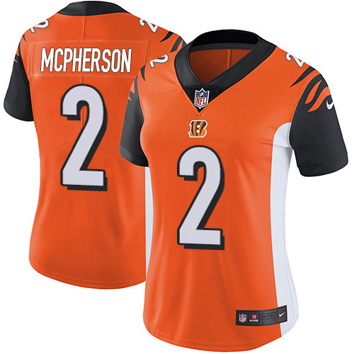 Bengals #2 Evan McPherson Orange Alternate Women's Stitched Vapor Untouchable Limited Jersey