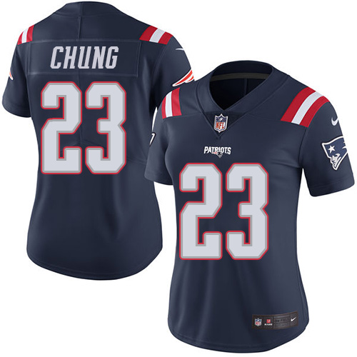 New England Patriots #23 Patrick Chung Navy Blue Women's Stitched Limited Rush Jersey Womens