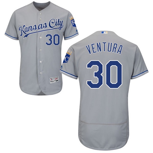 Kansas City Royals #30 Yordano Ventura Grey Flexbase Authentic Collection Stitched Jersey Men's