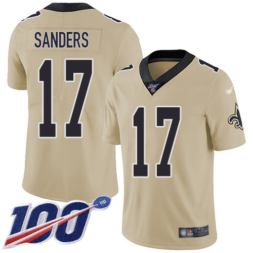 New Orleans Saints #17 Emmanuel Sanders Gold Youth Stitched Limited Inverted Legend 100th Season Jersey Youth