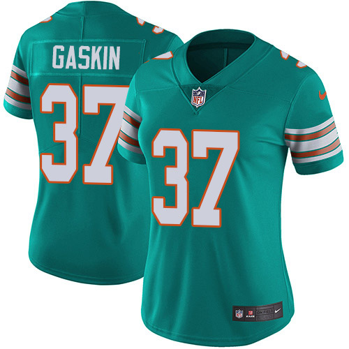 Miami Dolphins #37 Myles Gaskin Aqua Green Alternate Women's Stitched Vapor Untouchable Limited Jersey Womens