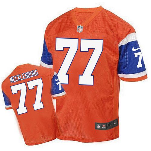 Denver Broncos #77 Karl Mecklenburg Orange Men's Stitched Elite Throwback Jersey Men's