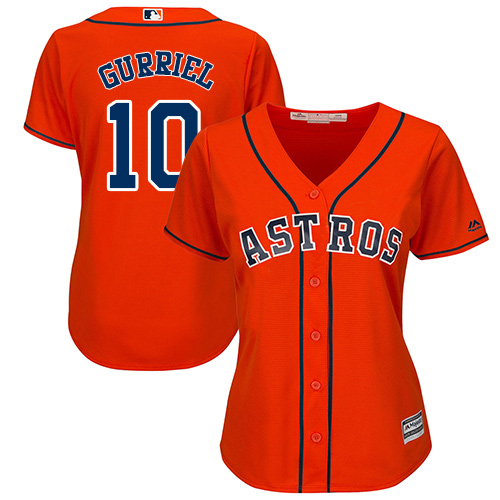 Houston Astros #10 Yuli Gurriel Orange Alternate Women's Stitched Jersey Womens