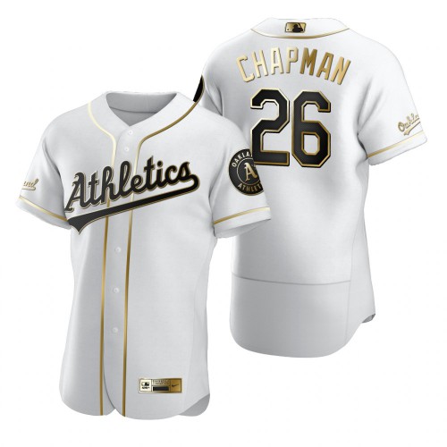 Oakland Oakland Athletics #26 Matt Chapman White Men's Authentic Golden Edition Jersey Men's