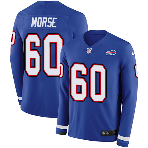 Buffalo Bills #60 Mitch Morse Royal Blue Team Color Men's Stitched Limited Therma Long Sleeve Jersey Men's