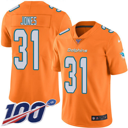 Miami Dolphins #31 Byron Jones Orange Men's Stitched Limited Rush 100th Season Jersey Men's