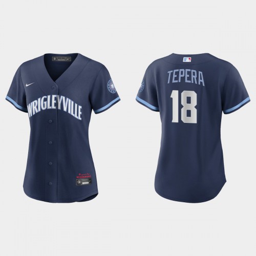 Chicago Chicago Cubs #18 Ryan Tepera Women's 2021 City Connect Navy Jersey Womens
