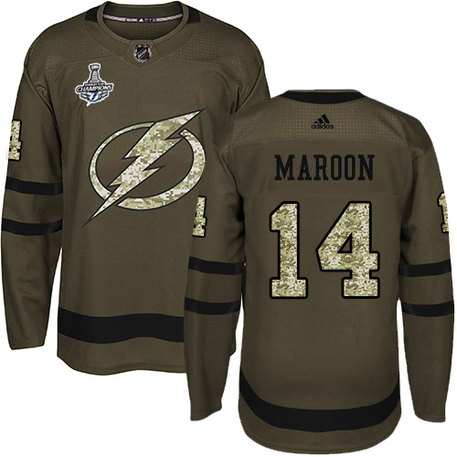 Adidas Tampa Bay Lightning #14 Pat Maroon Green Salute to Service Youth 2020 Stanley Cup Champions Stitched Jersey Youth