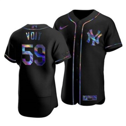 New York New York Yankees #59 Luke Voit Men's Iridescent Holographic Collection Jersey - Black Men's