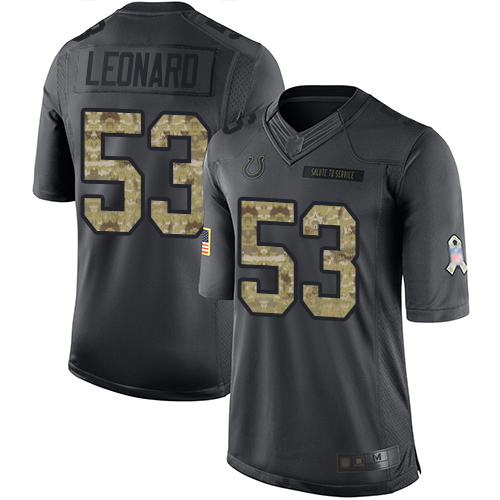 Indianapolis Colts #53 Darius Leonard Black Youth Stitched Limited 2016 Salute to Service Jersey Youth