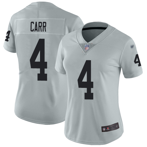 Raiders #4 Derek Carr Silver Women's Stitched Limited Inverted Legend Jersey
