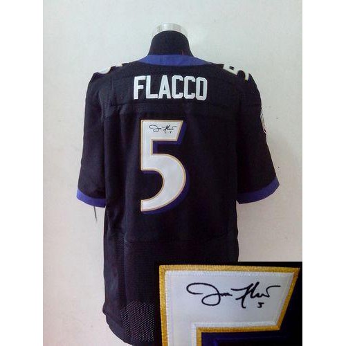 Baltimore Ravens #5 Joe Flacco Black Alternate Men's Stitched Elite Autographed Jersey Men's