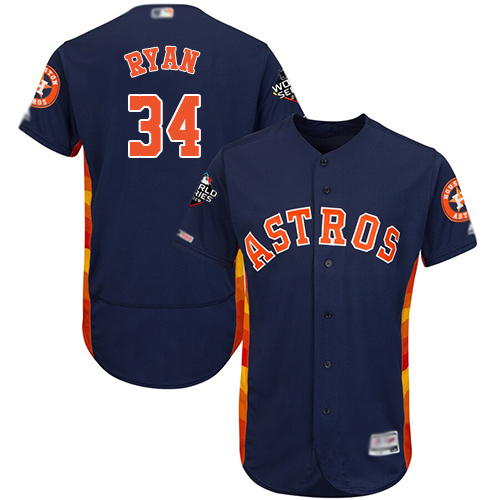 Houston Astros #34 Nolan Ryan Navy Blue Flexbase Authentic Collection 2019 World Series Bound Stitched Jersey Men's
