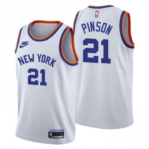 New York New York Knicks #21 Theo Pinson Womens Releases Classic Edition 75th Anniversary Jersey White Womens
