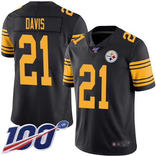 Pittsburgh Steelers #21 Sean Davis Black Men's Stitched Limited Rush 100th Season Jersey Men's