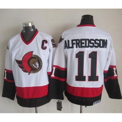 Ottawa Senators #11 Daniel Alfredsson White CCM Throwback Stitched Jersey Men's