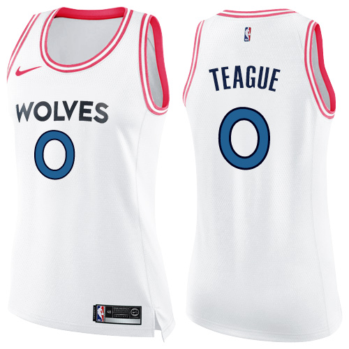 Minnesota Timberwolves #0 Jeff Teague White/Pink Womens Swingman Fashion Jersey Womens