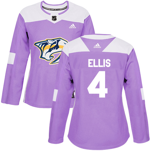 Adidas Nashville Predators #4 Ryan Ellis Purple Authentic Fights Cancer Women's Stitched Jersey Womens