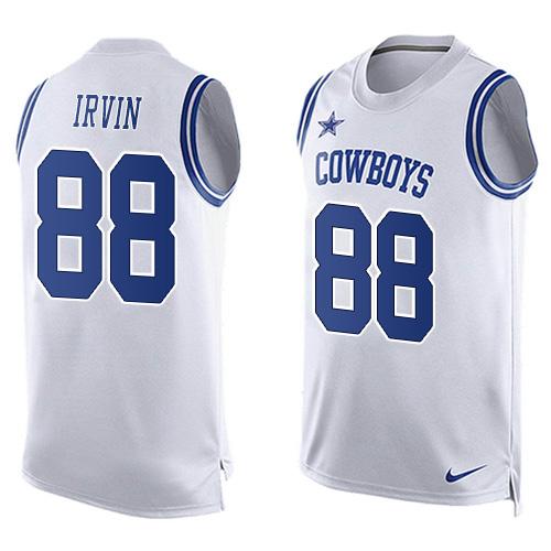 Cowboys #88 Michael Irvin White Men's Stitched Limited Tank Top Jersey