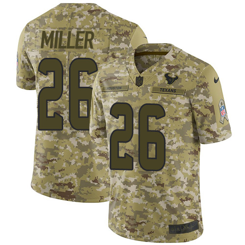 Houston Texans #26 Lamar Miller Camo Youth Stitched Limited 2018 Salute to Service Jersey Youth