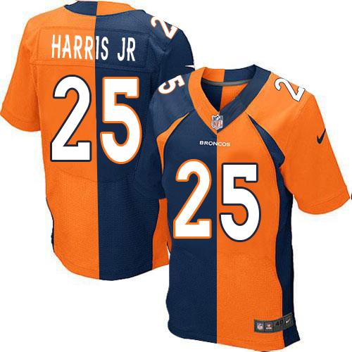 Denver Broncos #25 Chris Harris Jr Orange/Navy Blue Men's Stitched Elite Split Jersey Men's